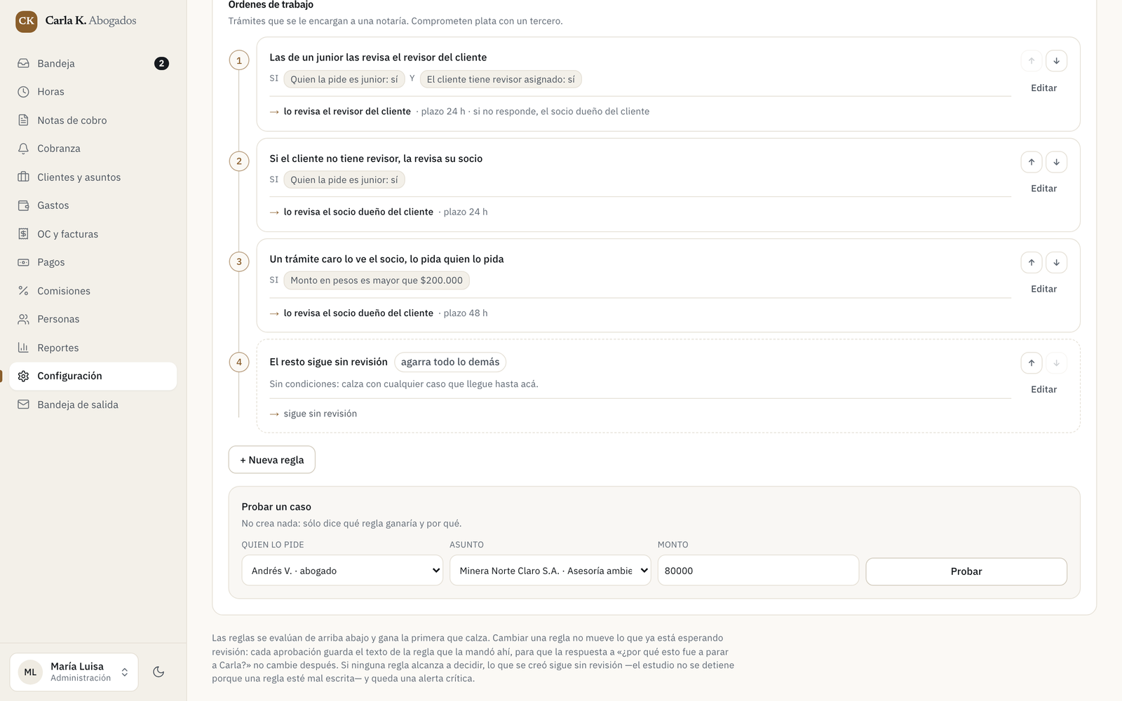 Flujos de revisión configurables